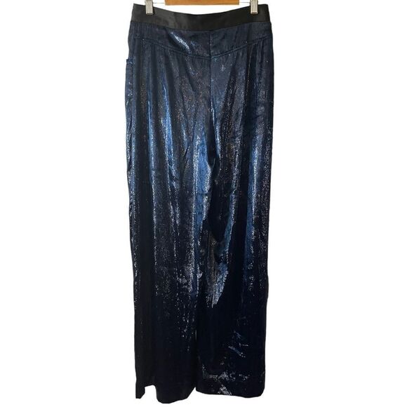 Just Cavalli Blue Metallic Velvet Wide Trousers Pants Size 38 or XS NWT - Picture 6 of 8